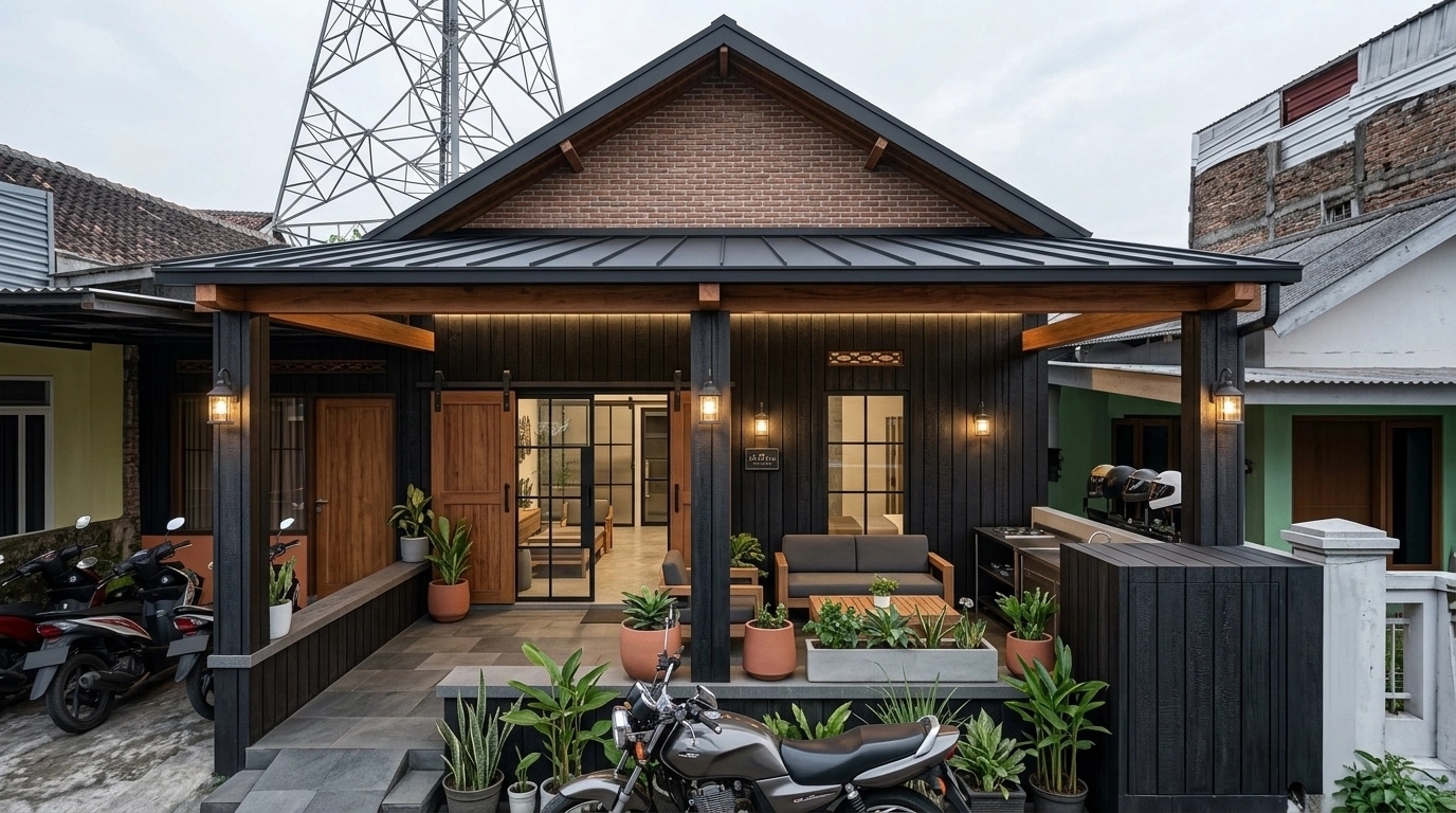 Cephe tasarımı Barnhouse Facade stili — Cephe GenRoom AI