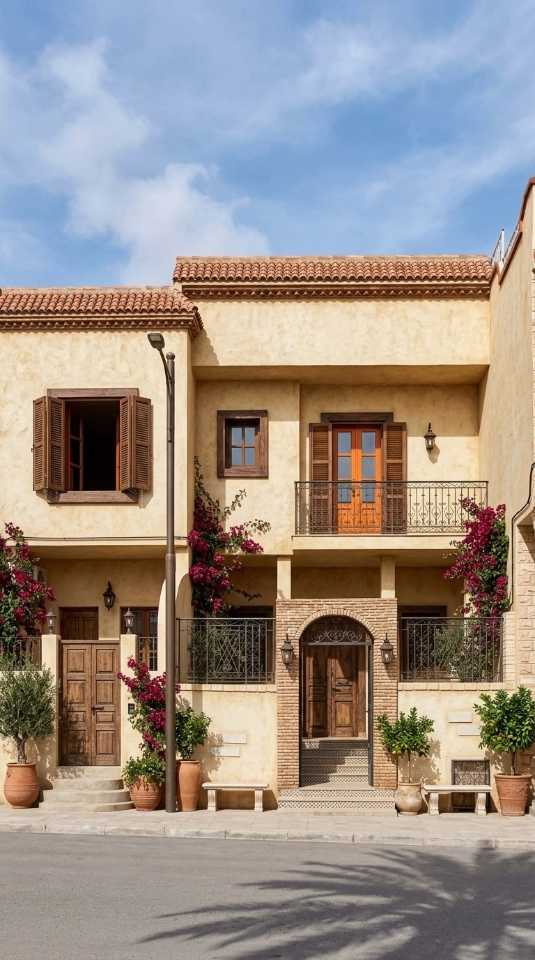Facade design in Mediterranean Facade style — photo by GenRoom AI
