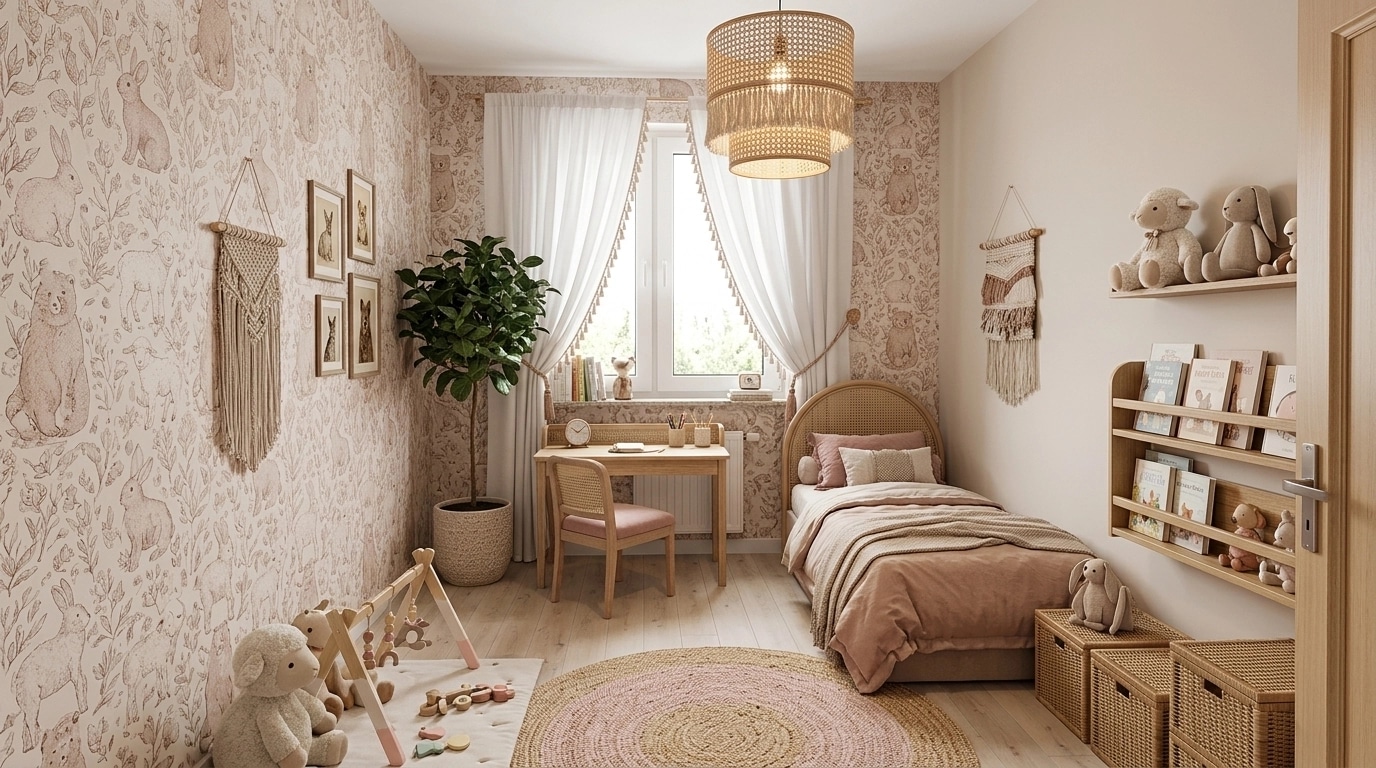 Interior design in Bohemian style — Kids Room by GenRoom AI