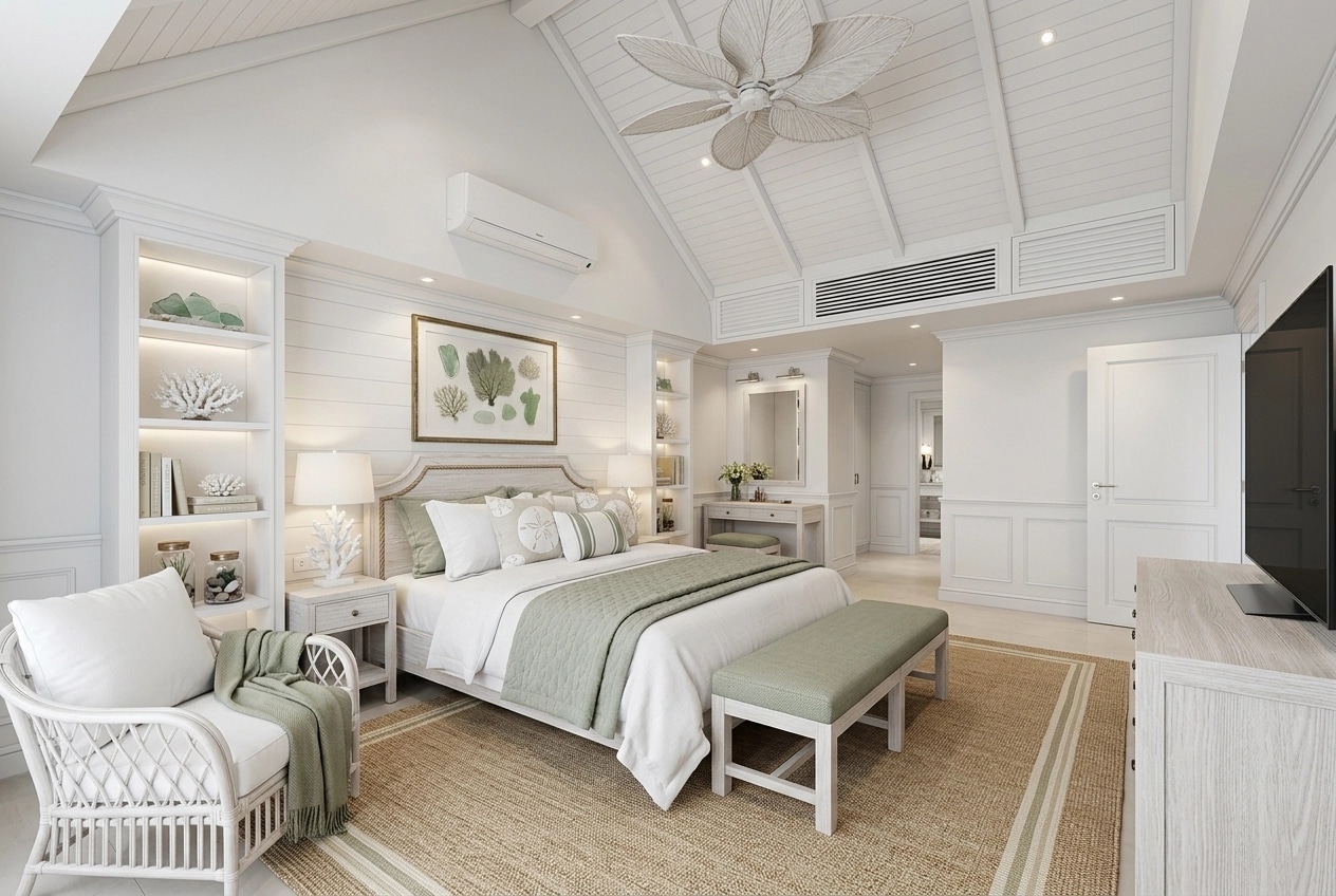 Interior design in Coastal / Hamptons style — Bedroom by GenRoom AI