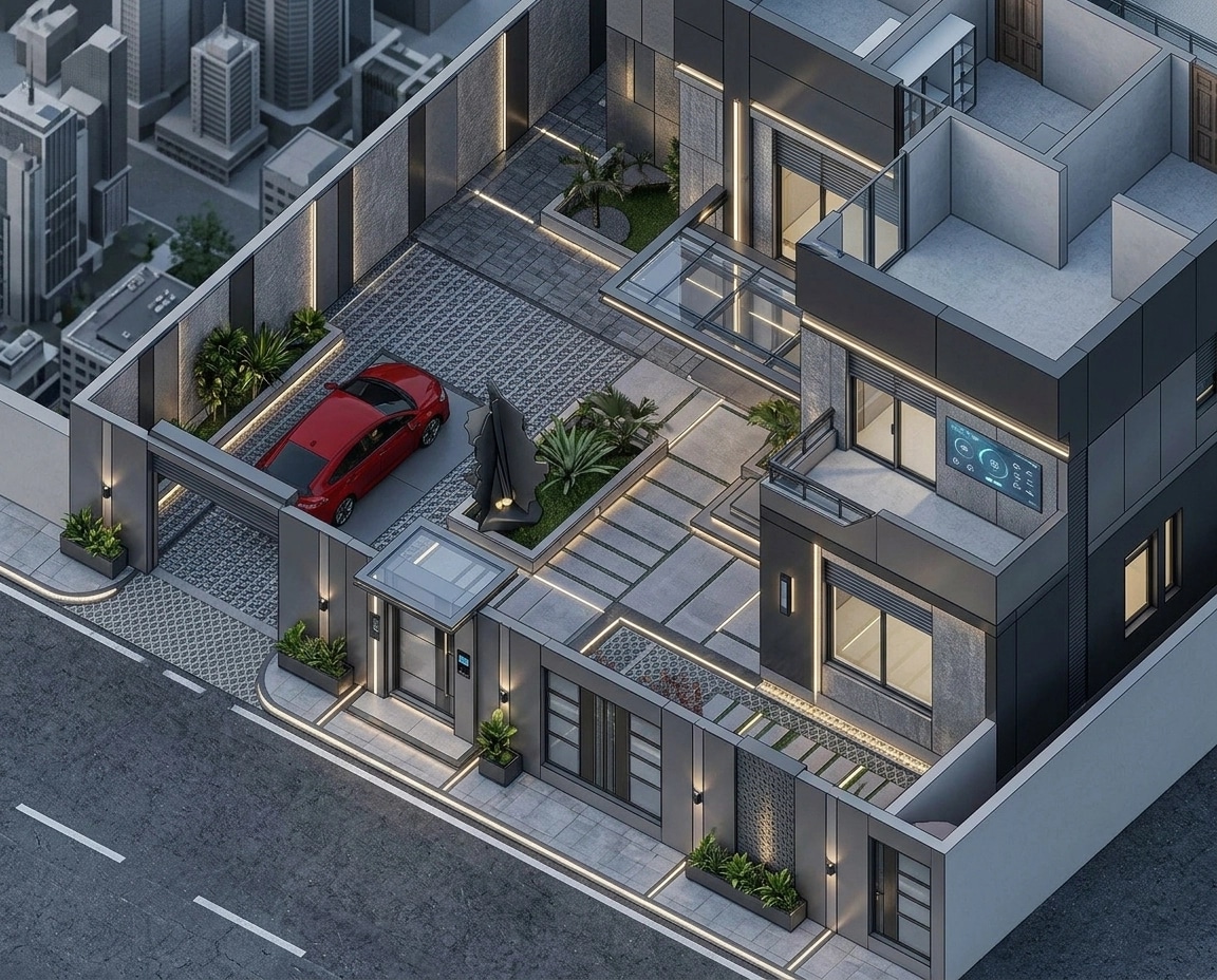 Facade design in Hi-Tech Facade style — Facade by GenRoom AI
