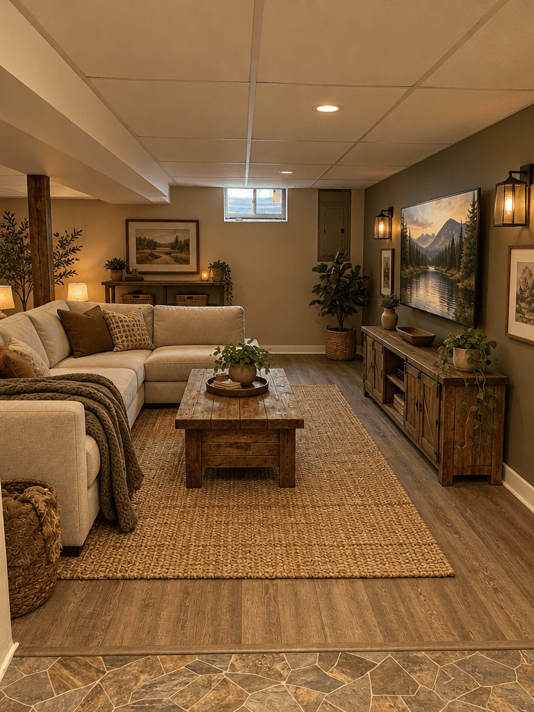 Interior design in Rustic style — basement by GenRoom AI