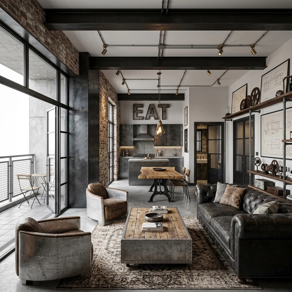 Interior design in Loft / Industrial style — Living Room by GenRoom AI