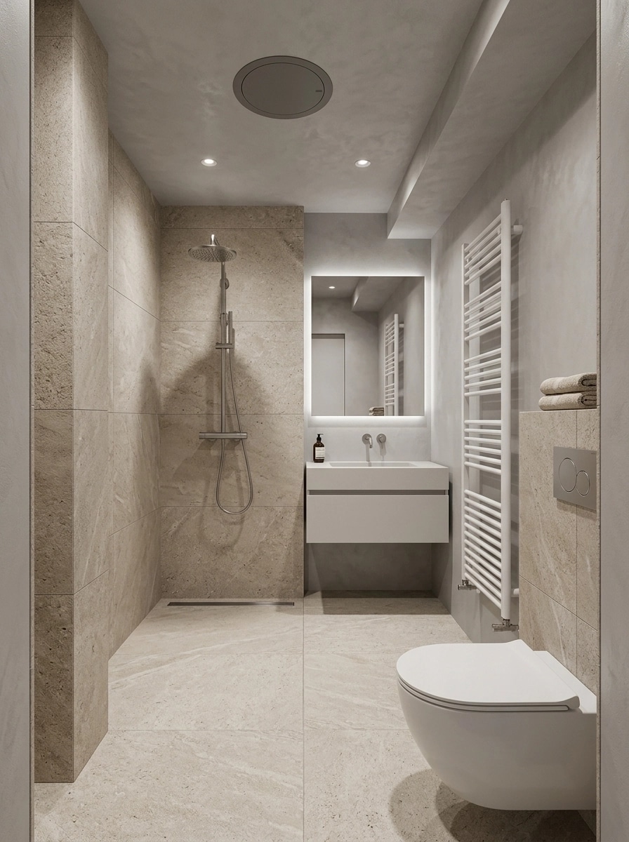 Bathroom interior in Minimalism style — photo by GenRoom AI