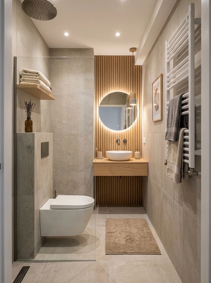 Bathroom interior in Scandinavian style — photo by GenRoom AI