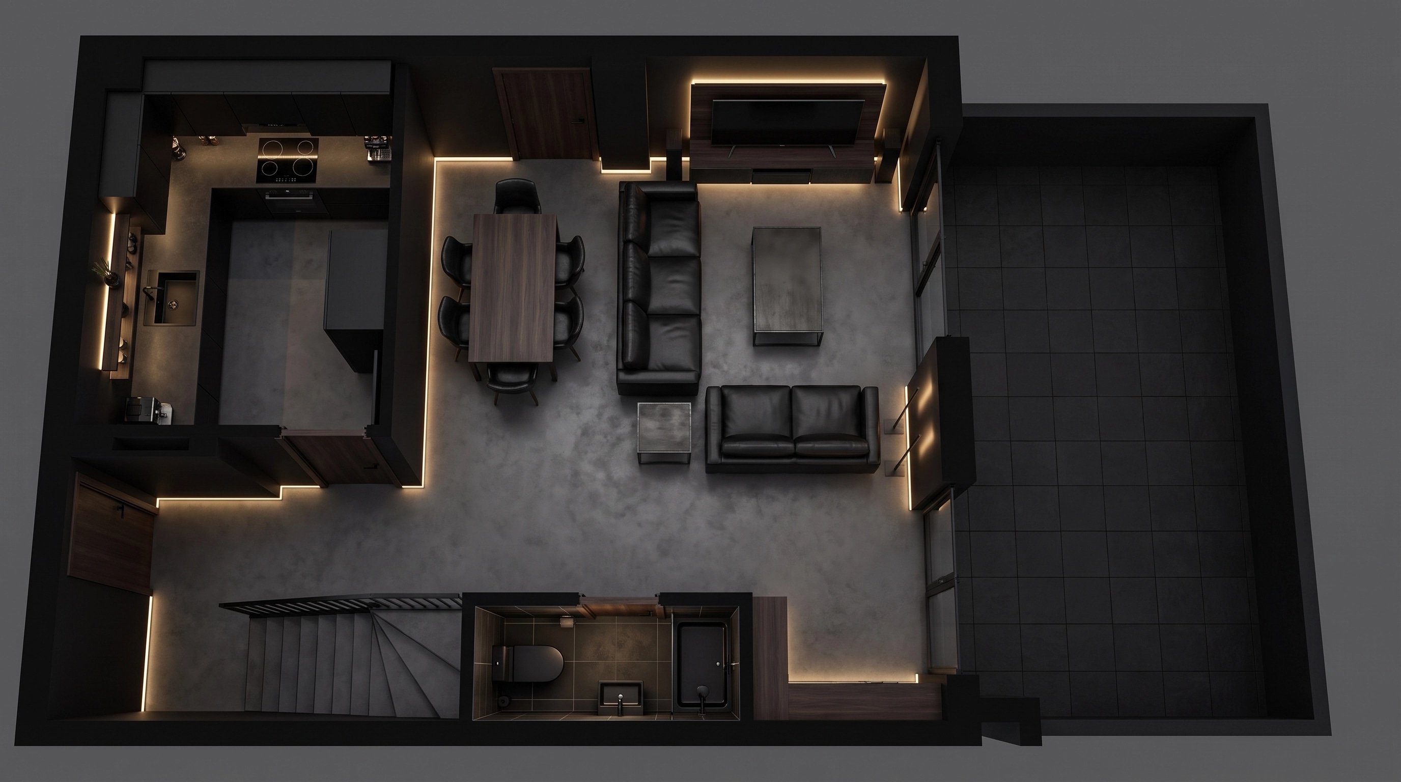 Interior design in Blacktec style — Living Room by GenRoom AI