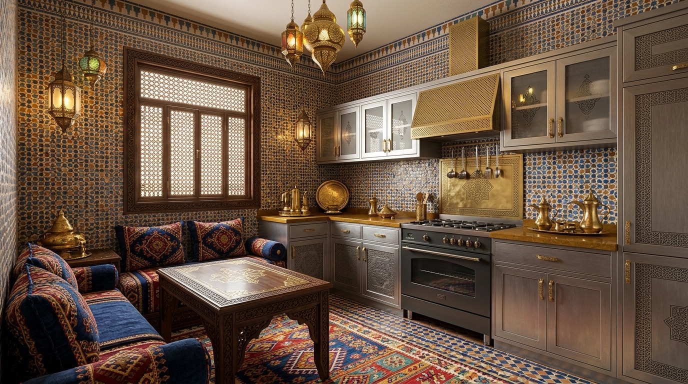 Kitchen interior in Arabian / Moroccan style — photo by GenRoom AI