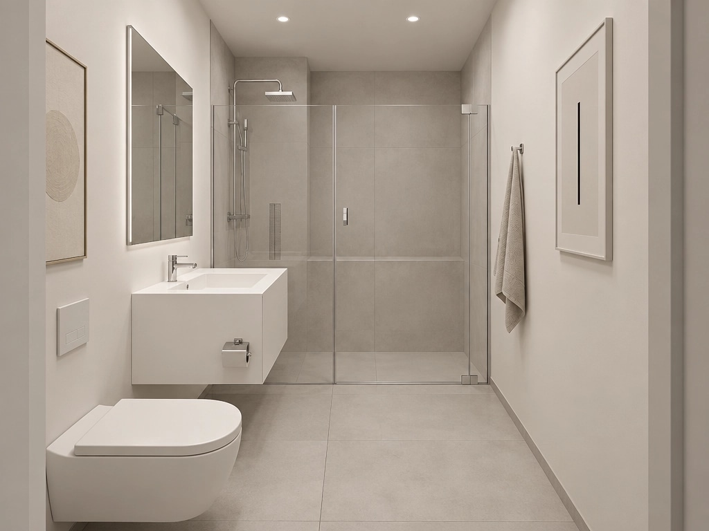 Bathroom interior in Minimalism style — photo by GenRoom AI