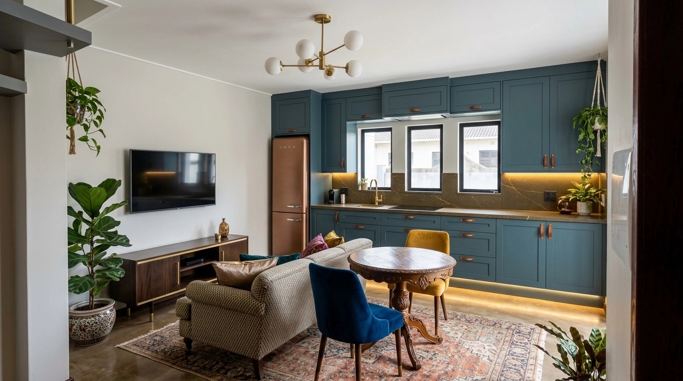 Kitchen interior in Eclectic style — photo by GenRoom AI