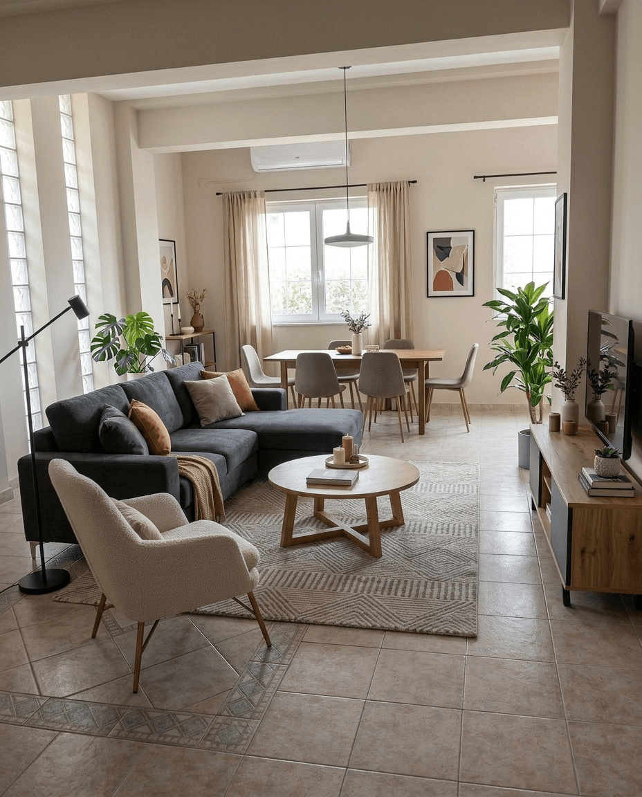 Contemporary ห้องนั่งเล่น design — interior photo by GenRoom AI