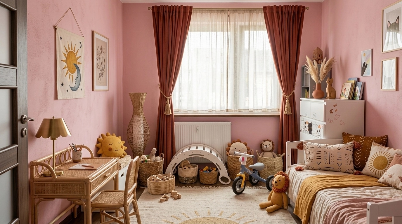 Bohemian Kids Room design — interior photo by GenRoom AI