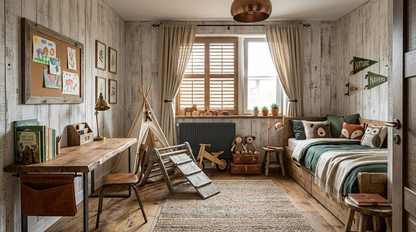Interior design in Rustic style — Kids Room by GenRoom AI