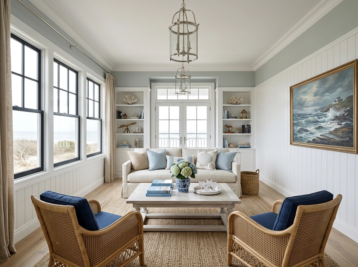 Interior design in Coastal / Hamptons style — Living Room by GenRoom AI