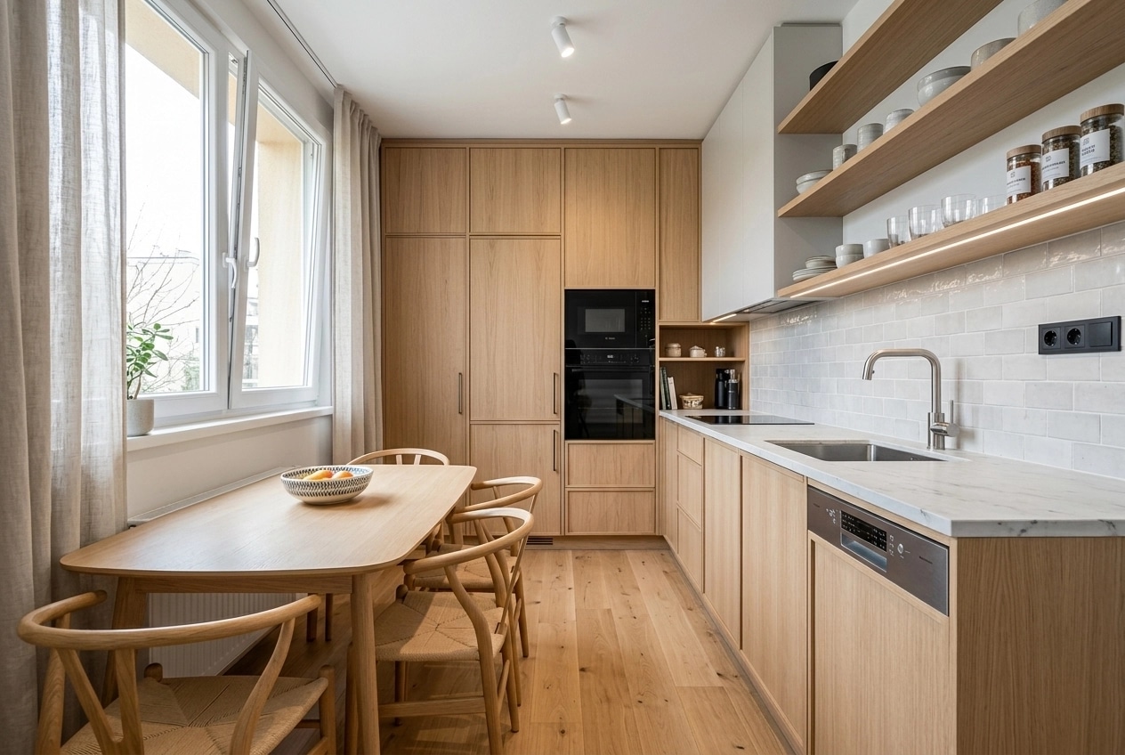 Kitchen interior in Scandinavian style — photo by GenRoom AI