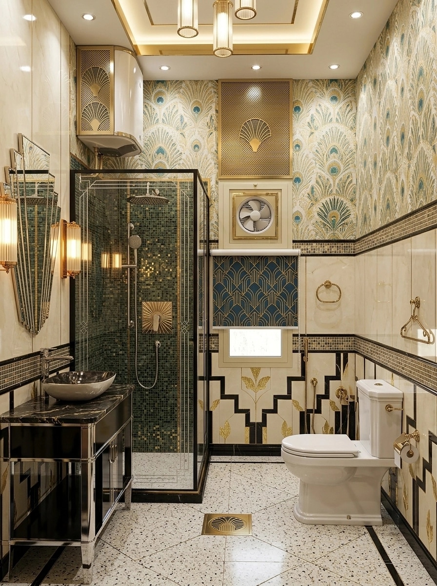 Bathroom interior in Art Deco style — photo by GenRoom AI