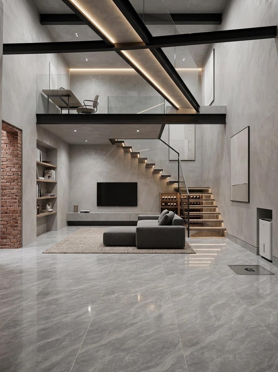 Interior desain di Minimalism gaya — basement oleh GenRoom AI
