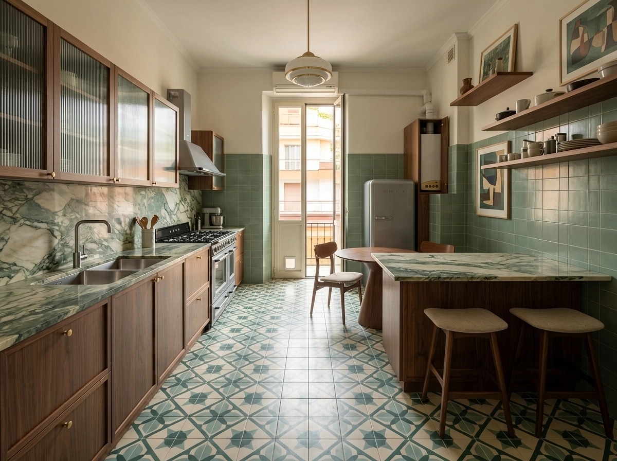 Interior design in Mid-Century Modern style — Kitchen by GenRoom AI
