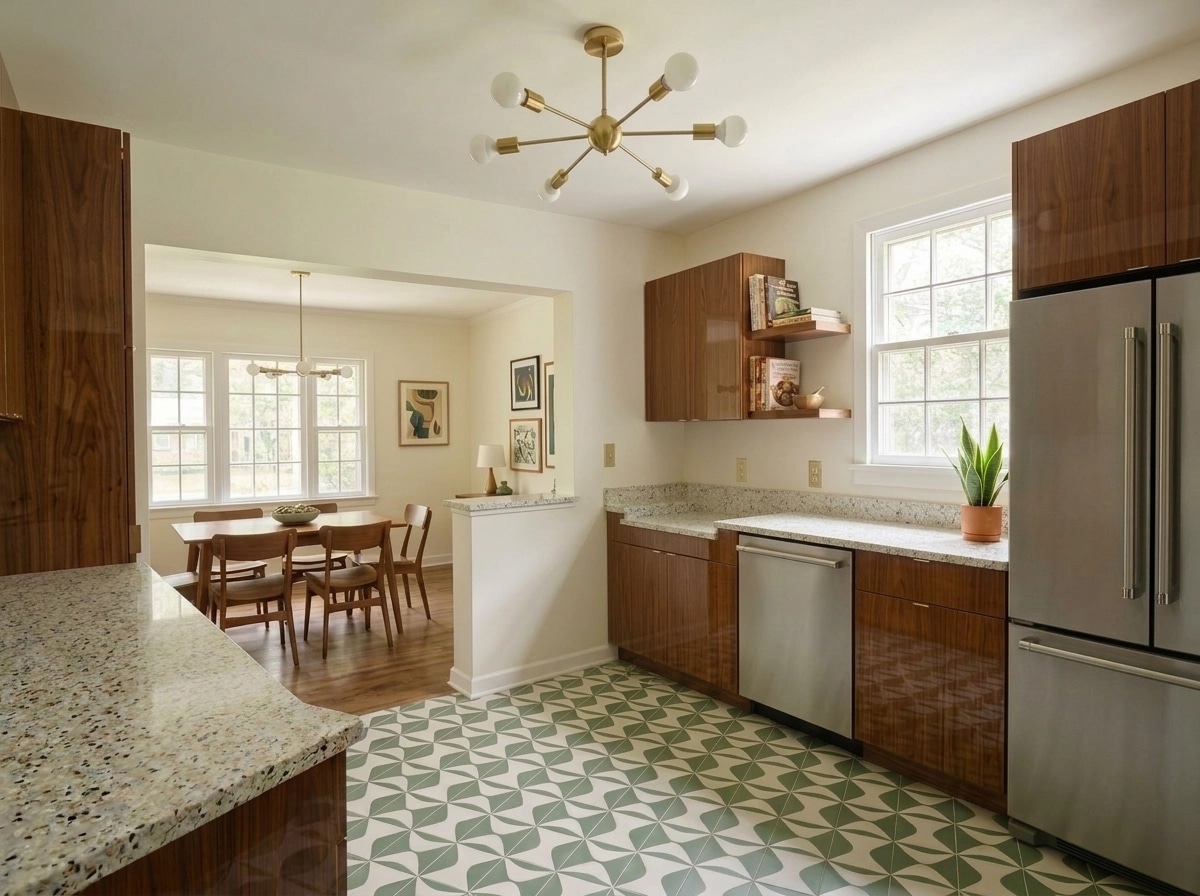 Interior design in Mid-Century Modern style — Kitchen by GenRoom AI