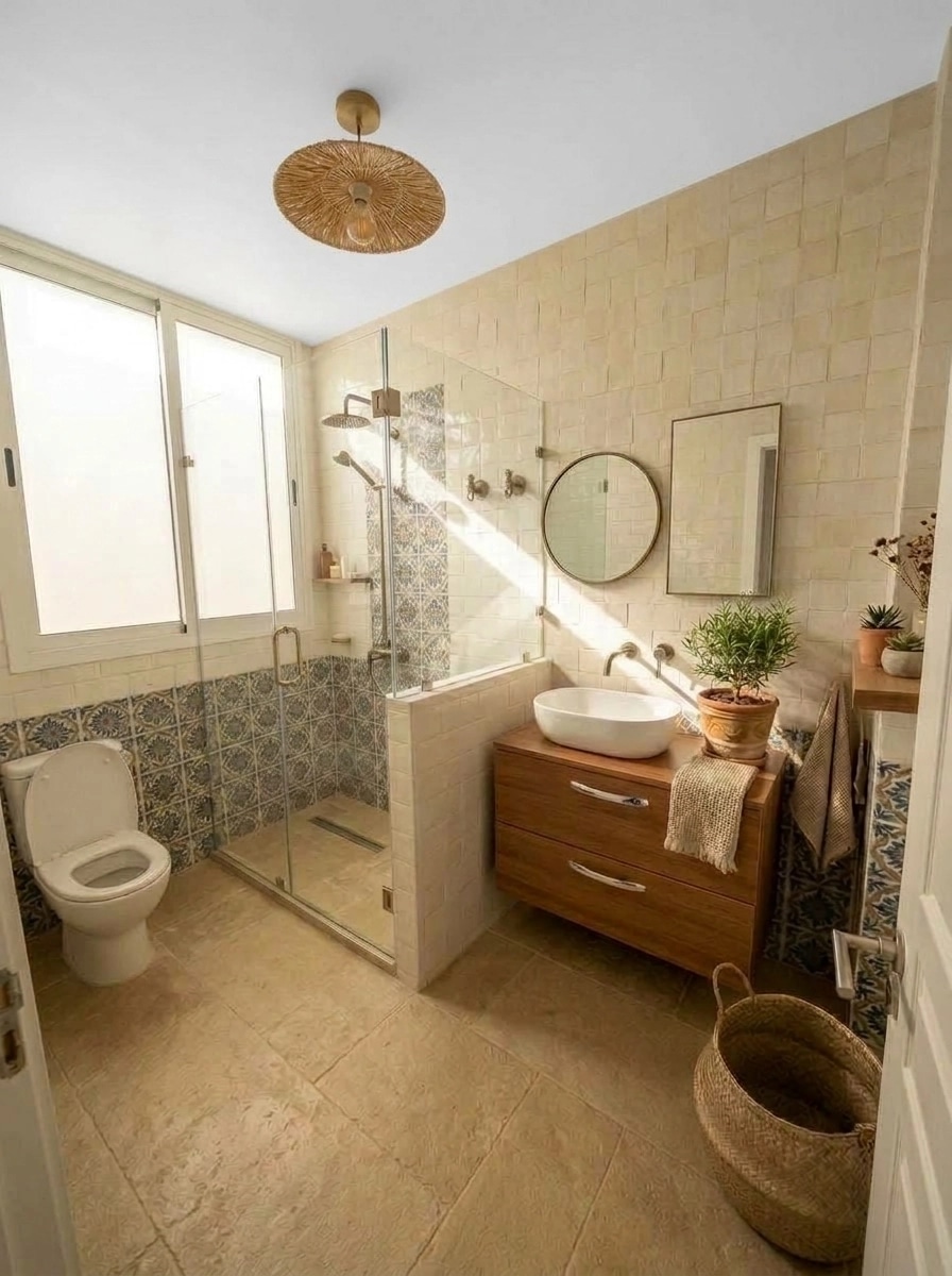 Bathroom interior in Mediterranean style — photo by GenRoom AI