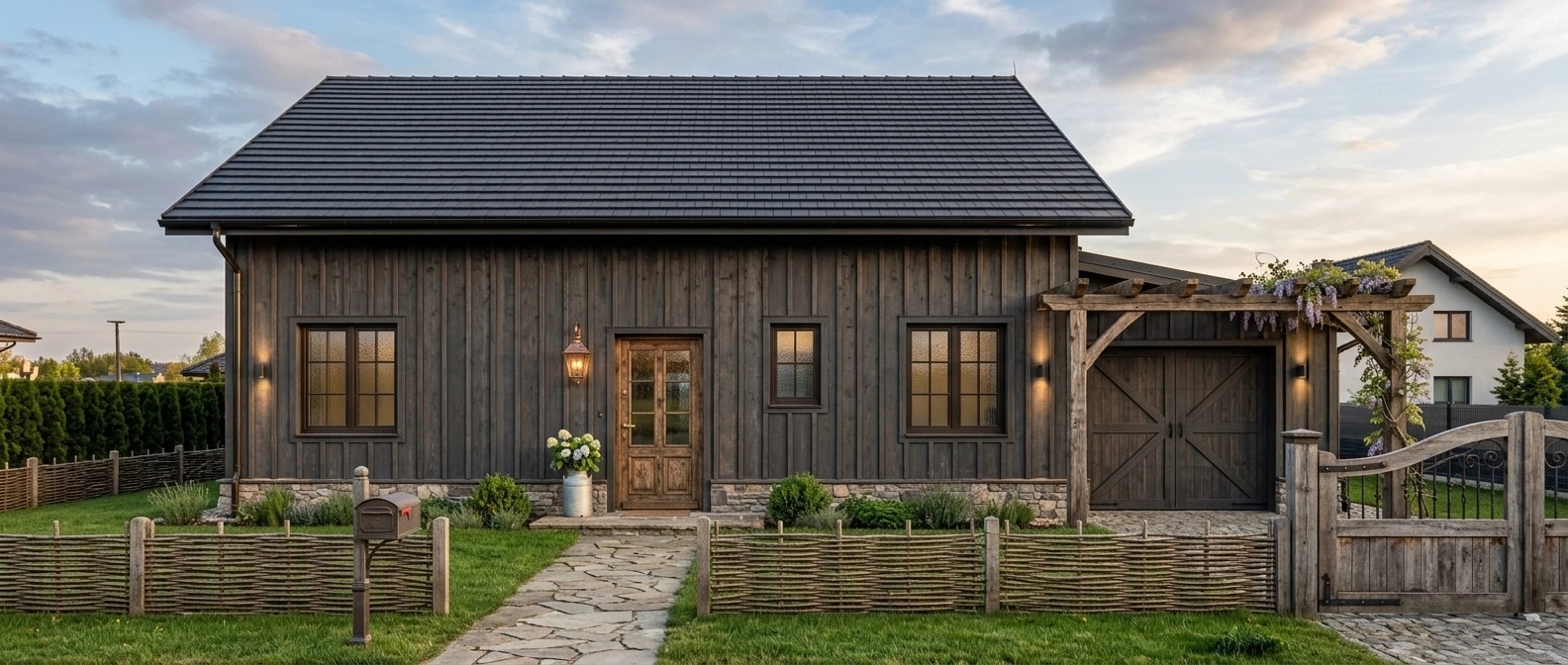Facade design in Barnhouse Facade style — photo by GenRoom AI