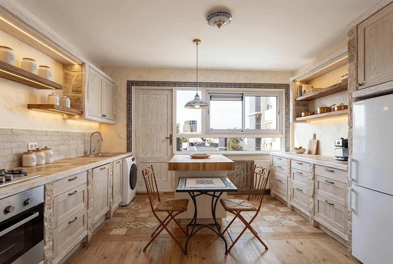 Kitchen interior in Mediterranean style — photo by GenRoom AI