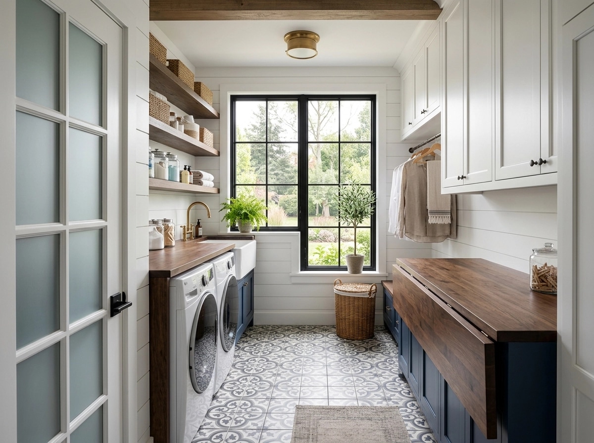 Interior design in Modern Farmhouse style — laundry by GenRoom AI