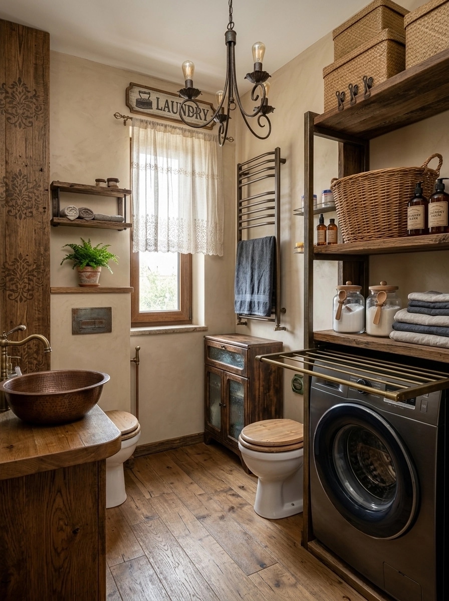 Interior design in Rustic style — laundry by GenRoom AI