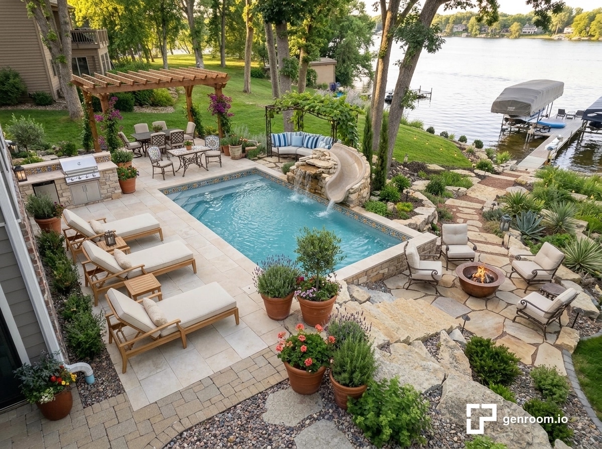 Landscape design in Mediterranean Yard style — Yard by GenRoom AI
