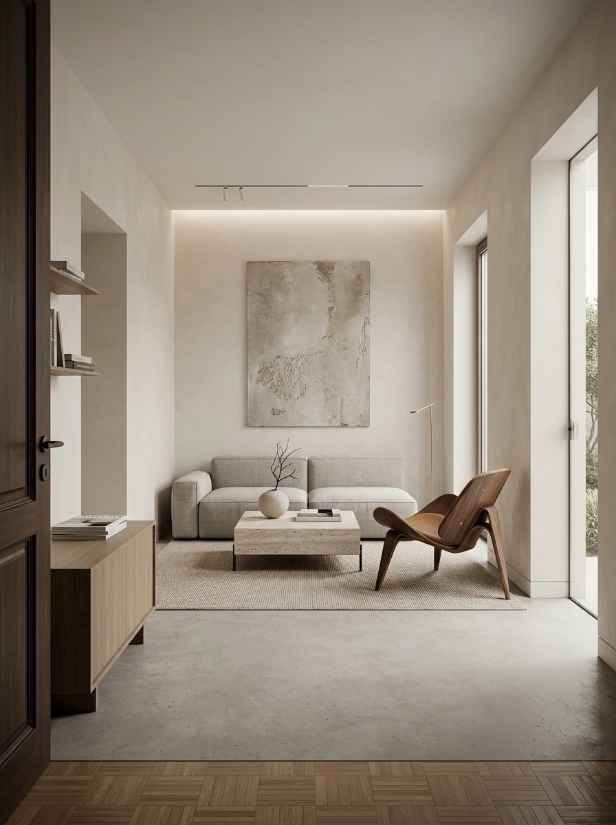 Minimalism Living Room design — interior photo by GenRoom AI