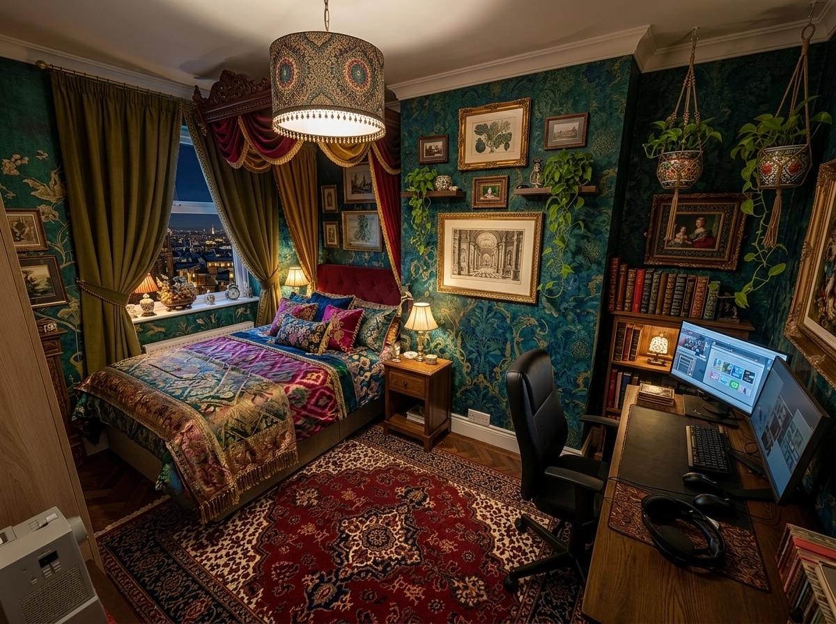 Maximalist Bedroom design — interior photo by GenRoom AI