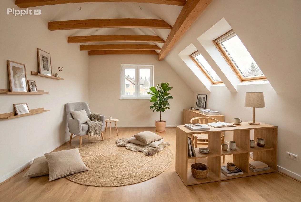 Interieurontwerp in Scandinavian-stijl — attic door GenRoom AI