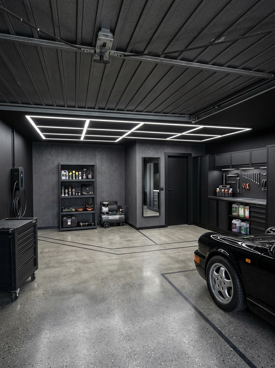 Design d'interni in stile Blacktec — garage di GenRoom AI