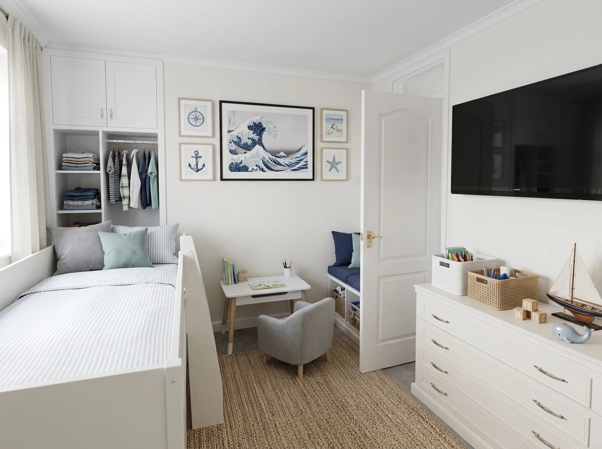 Interior design in Coastal / Hamptons style — Kids Room by GenRoom AI