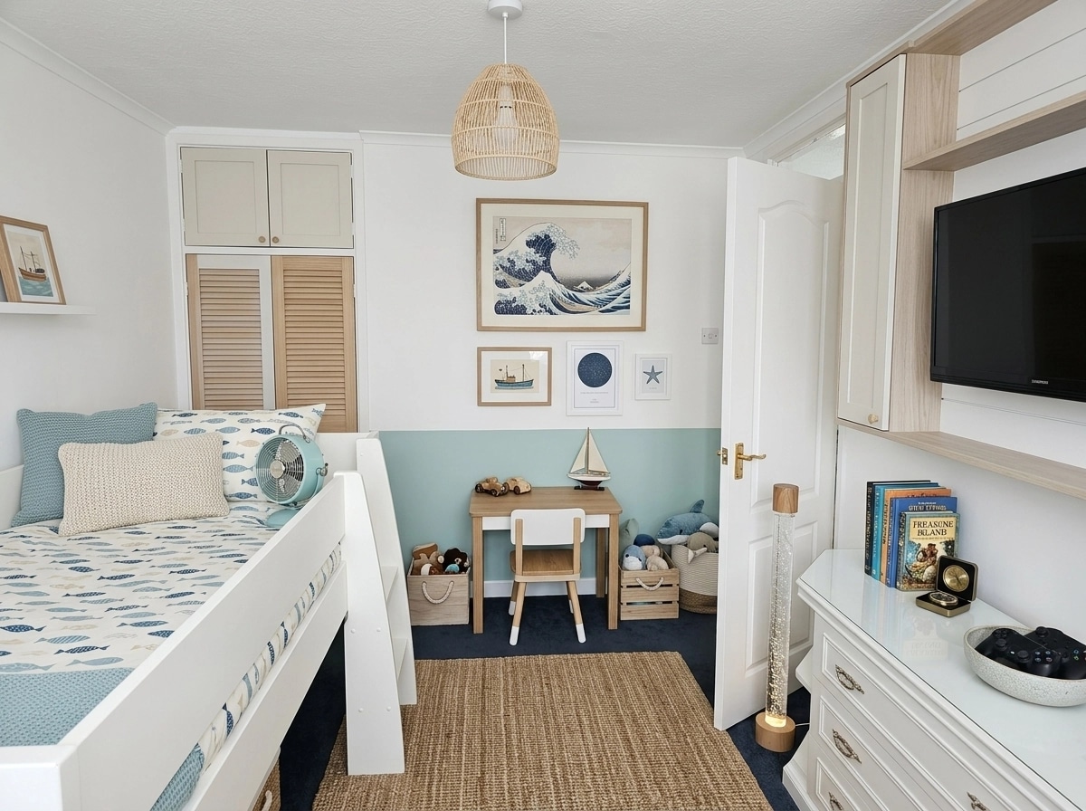 Interior design in Modern Farmhouse style — Kids Room by GenRoom AI