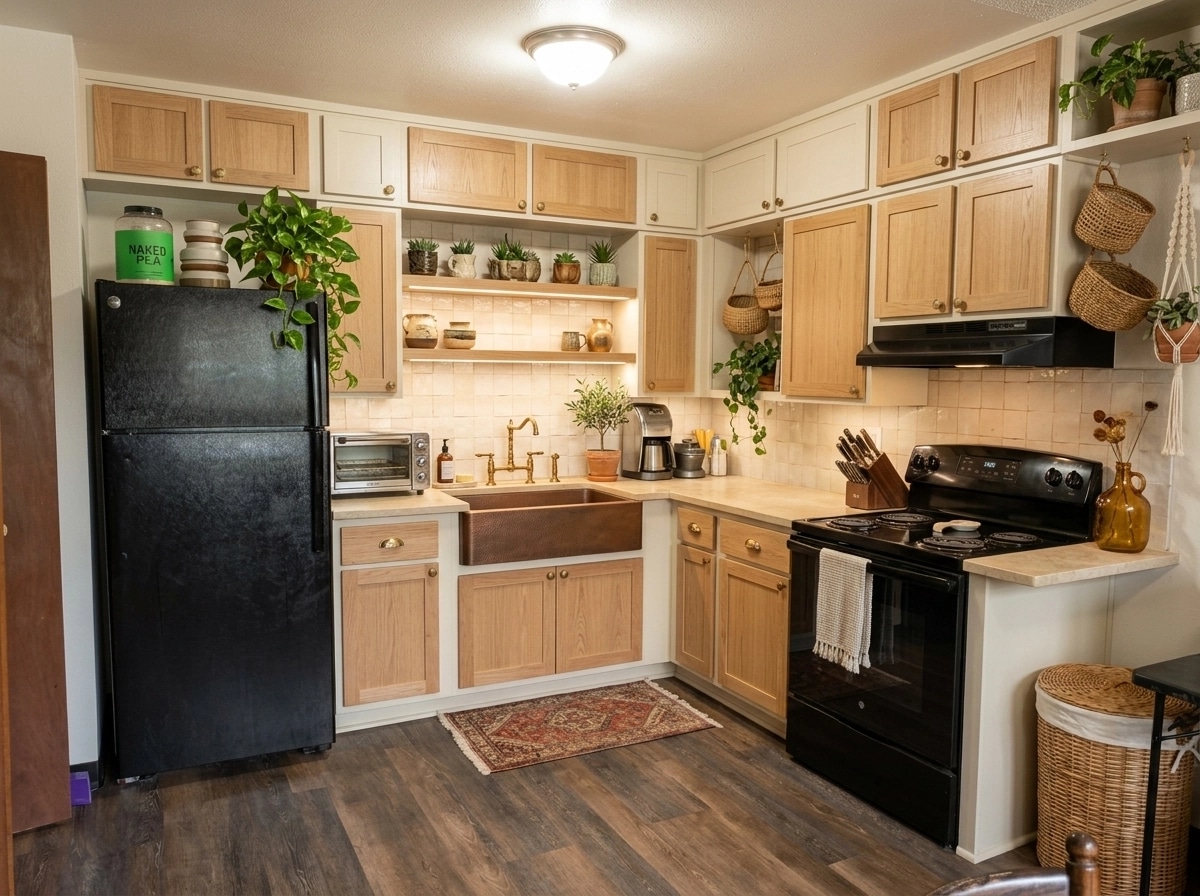 Kitchen interior in Bohemian style — photo by GenRoom AI