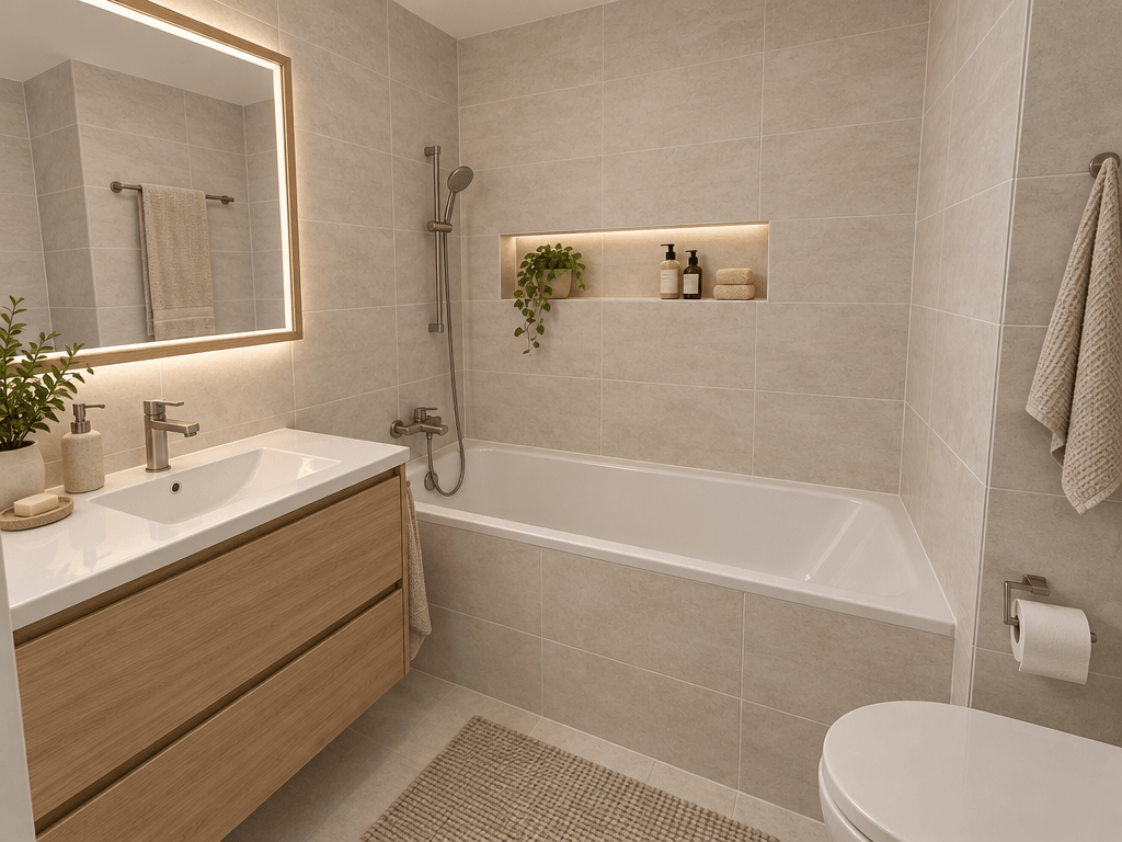 Bathroom interior in Scandinavian style — photo by GenRoom AI