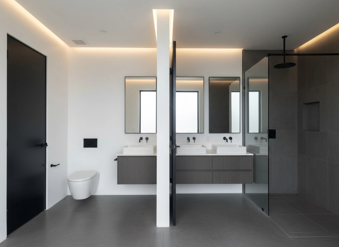 Bathroom interior in Minimalism style — photo by GenRoom AI
