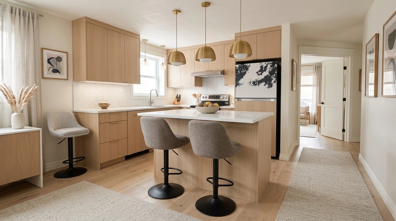 Kitchen interior in Scandinavian style — photo by GenRoom AI