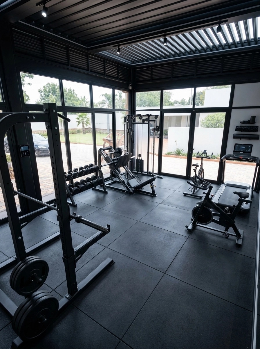 Interior design in Blacktec style — gym by GenRoom AI