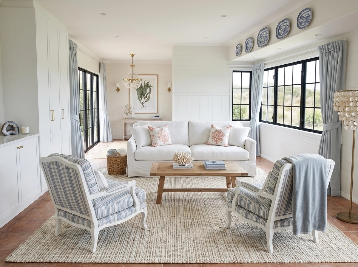 Interior design in Coastal / Hamptons style — Living Room by GenRoom AI