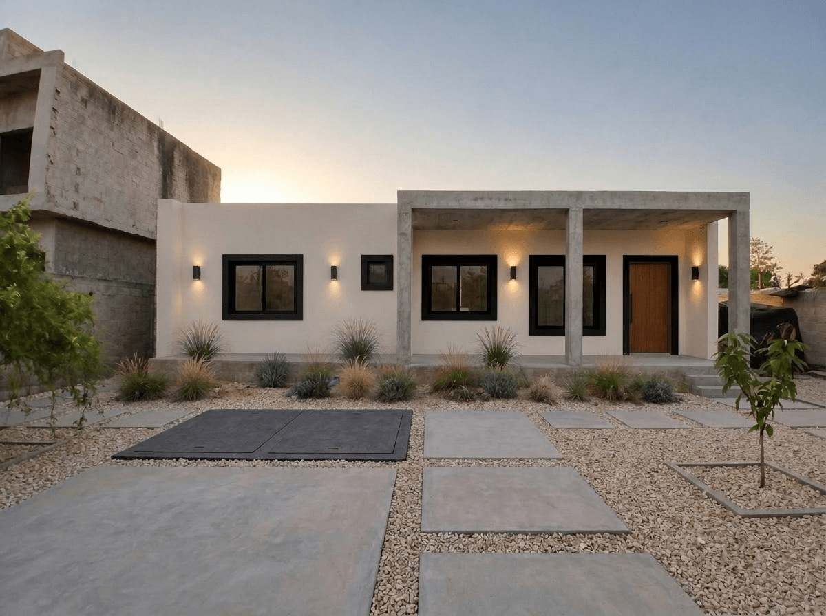 Facade design in Minimalist Facade style — photo by GenRoom AI