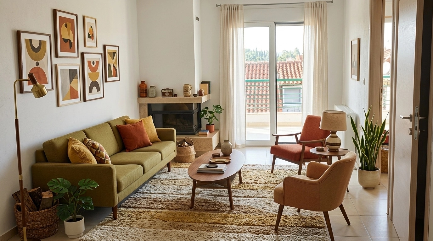 Interior design in Mid-Century Modern style — Living Room by GenRoom AI