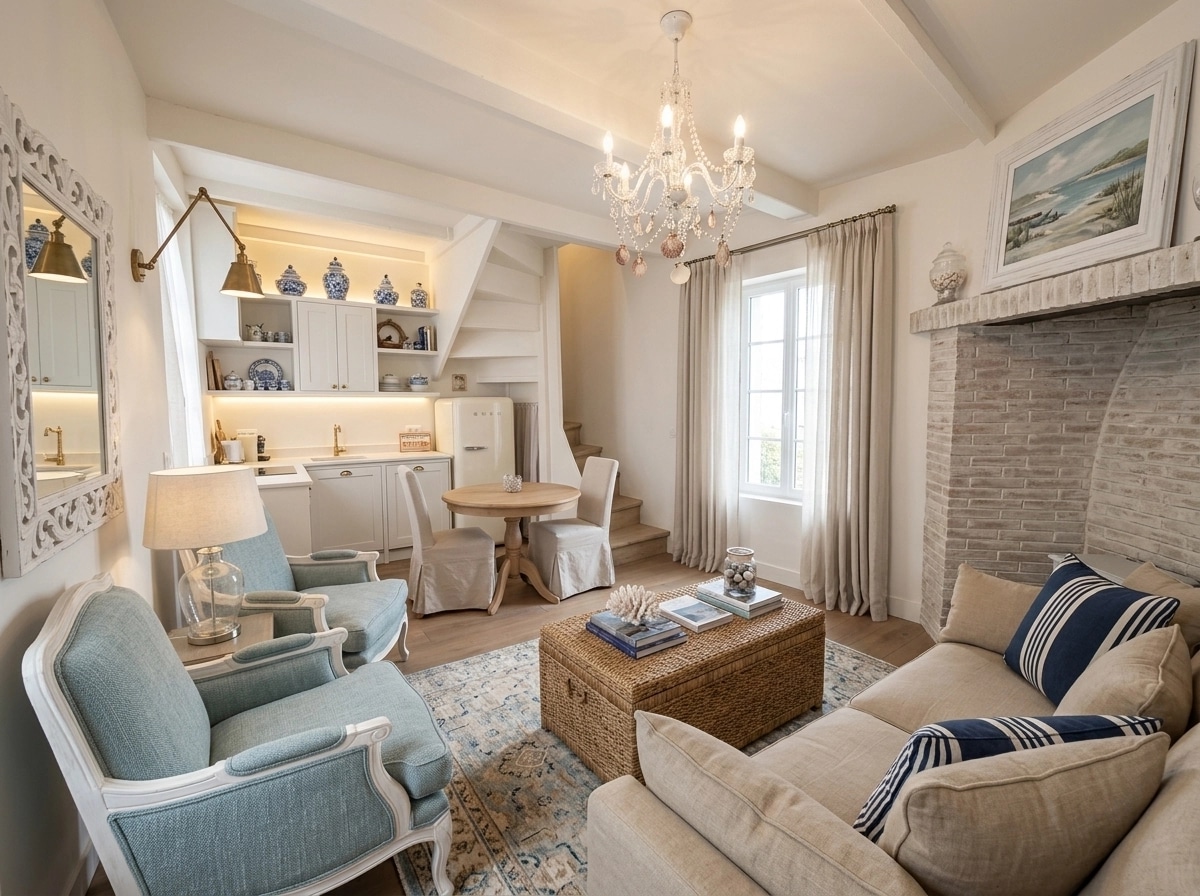 Interior design in Coastal / Hamptons style — Living Room by GenRoom AI