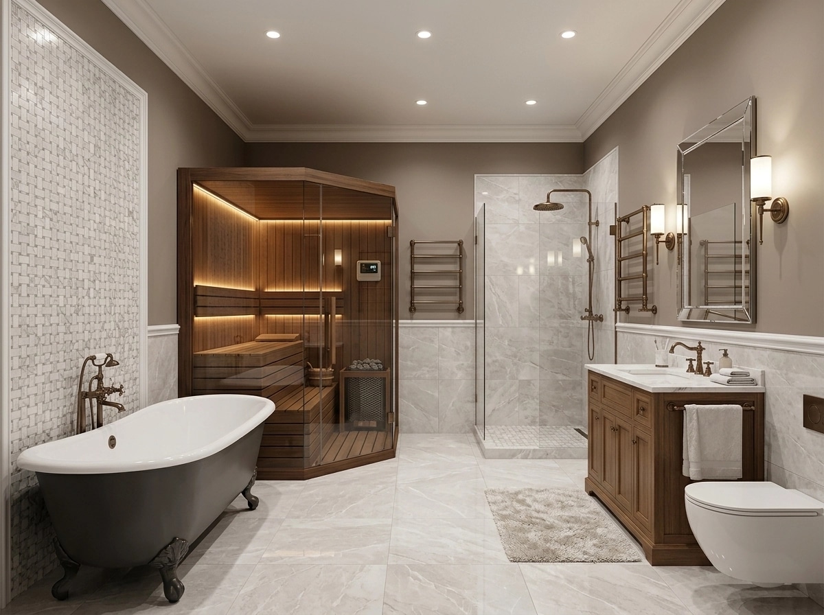Bathroom interior in Transitional style — photo by GenRoom AI