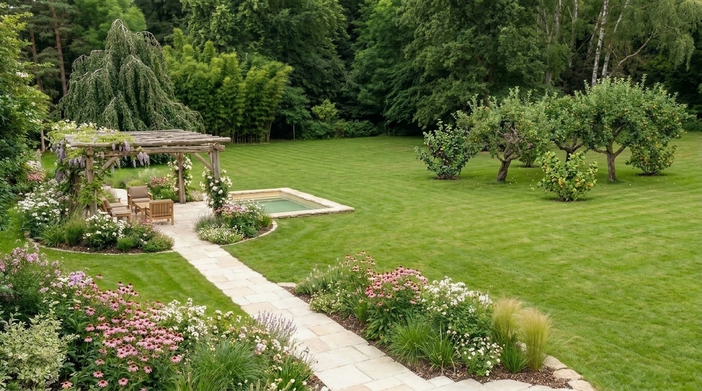 Country Rustic Garden Jardim design — yard photo by GenRoom AI