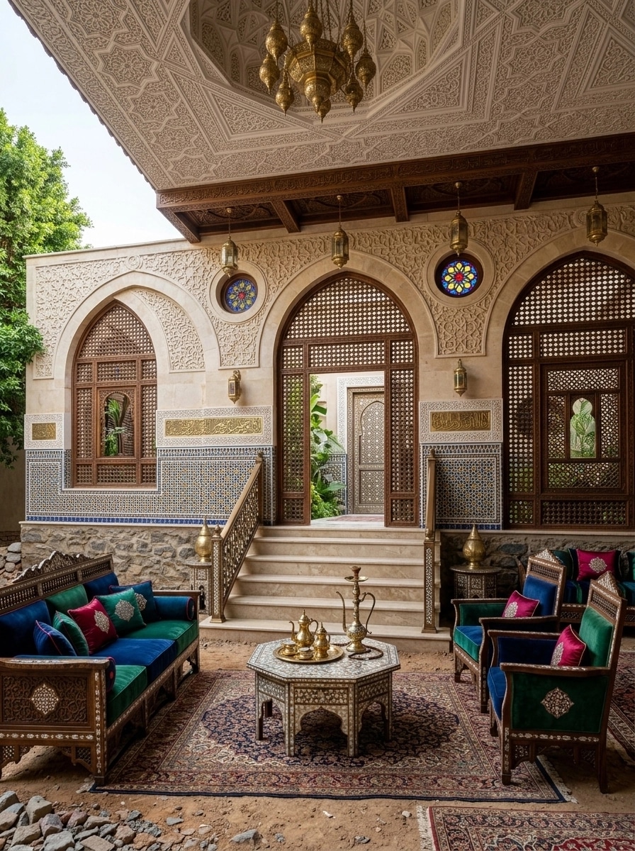 Interior design in Islamic Geometric style — Living Room by GenRoom AI