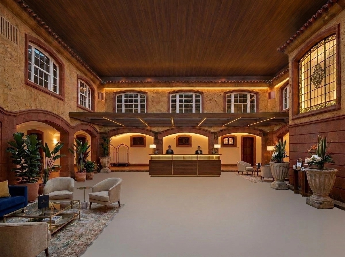 Design de interiores em estilo Contemporary — lobby por GenRoom AI