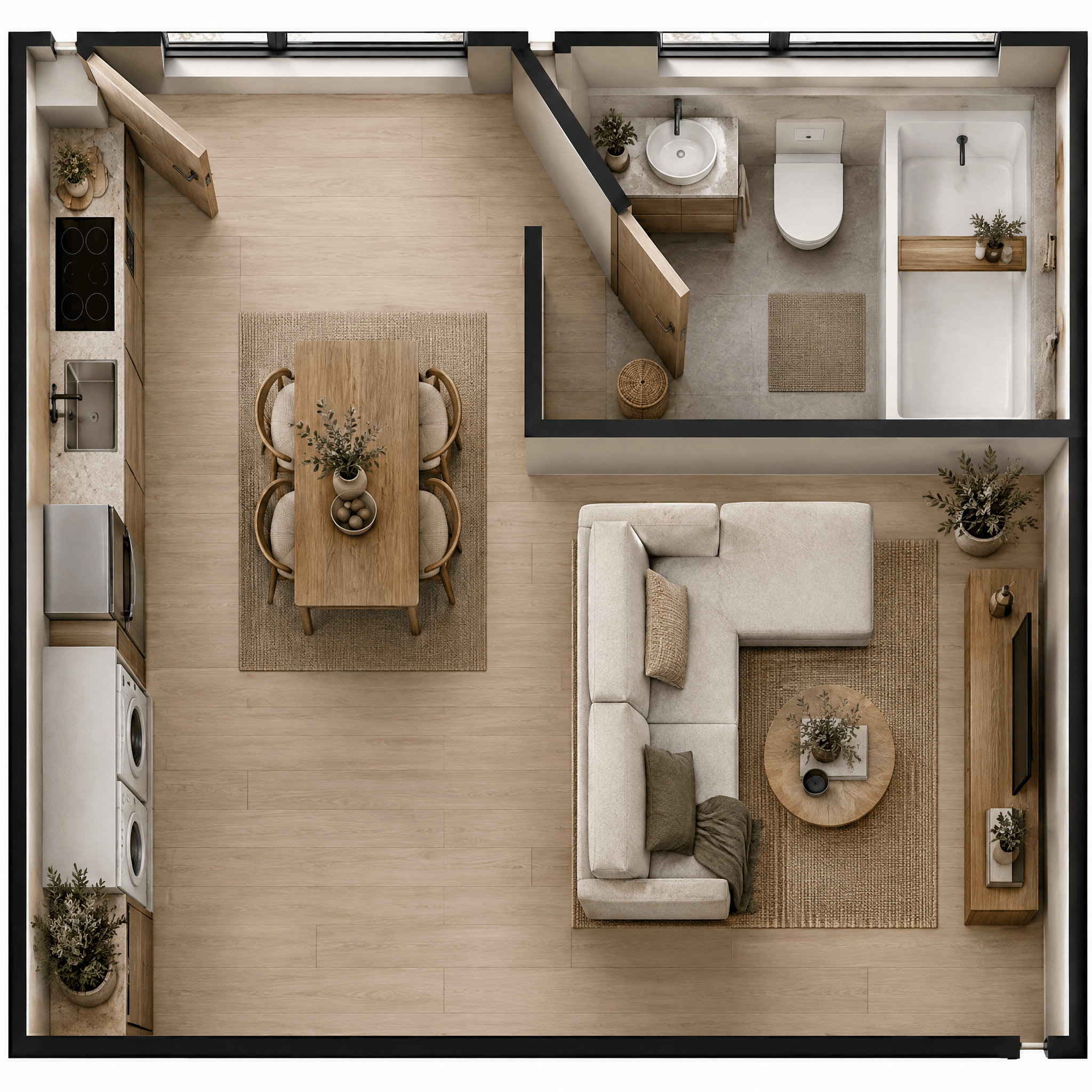 Interior design in Japandi style — Living Room by GenRoom AI