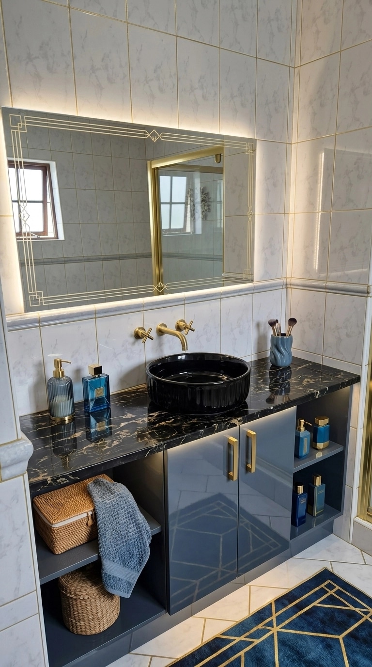 Bathroom interior in Art Deco style — photo by GenRoom AI
