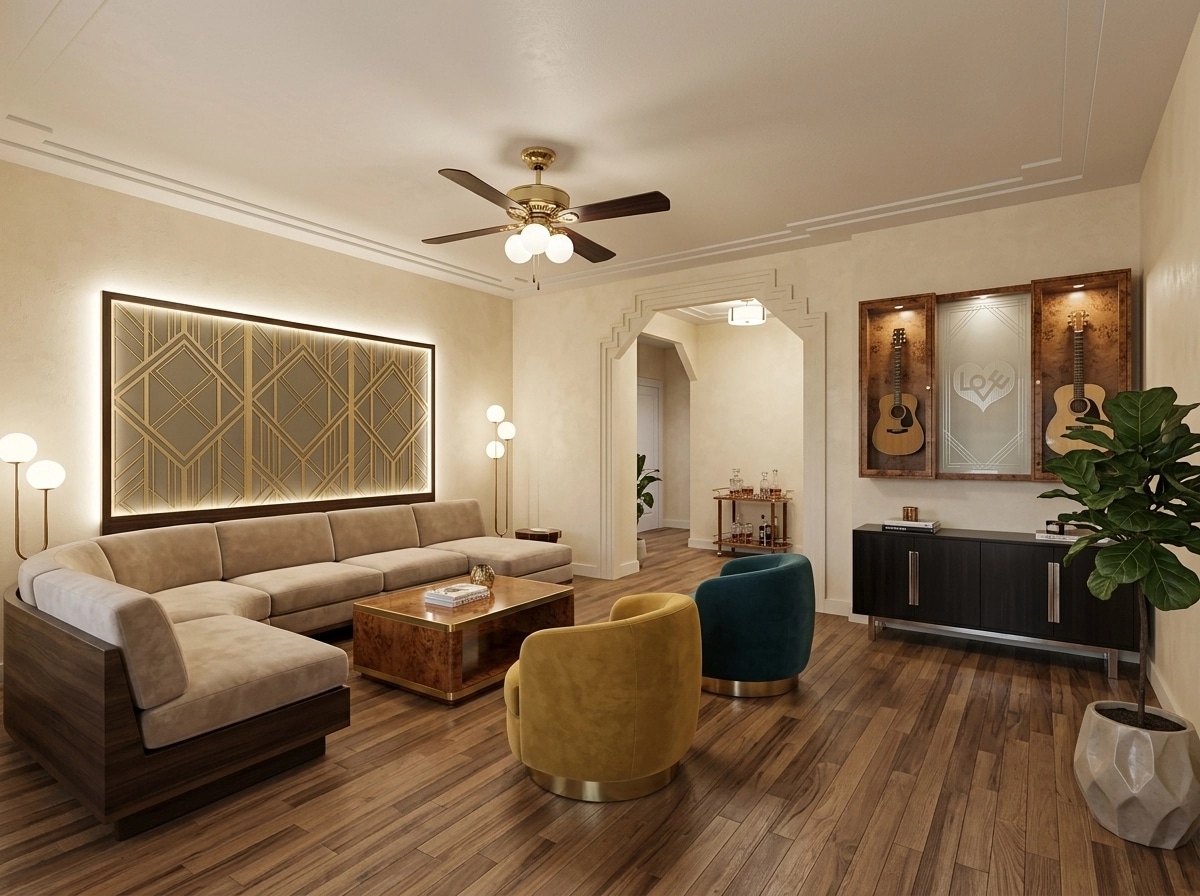 Art Deco Living Room design — interior photo by GenRoom AI